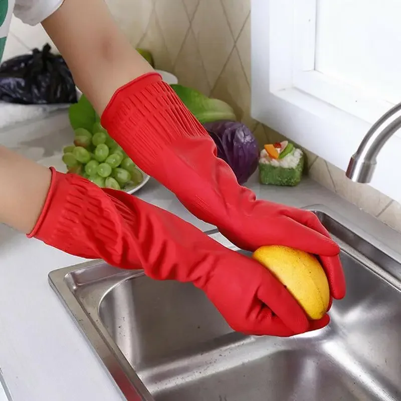 Dish Glove Rubber - 1 pair S/M/L Red Flexible Rubber