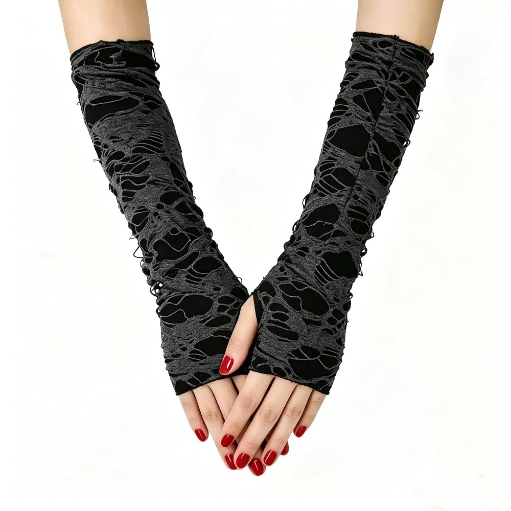 Vintage Long Punk Gloves Dark  - Fingerless Glove Knit incelemesi ve fiyatı