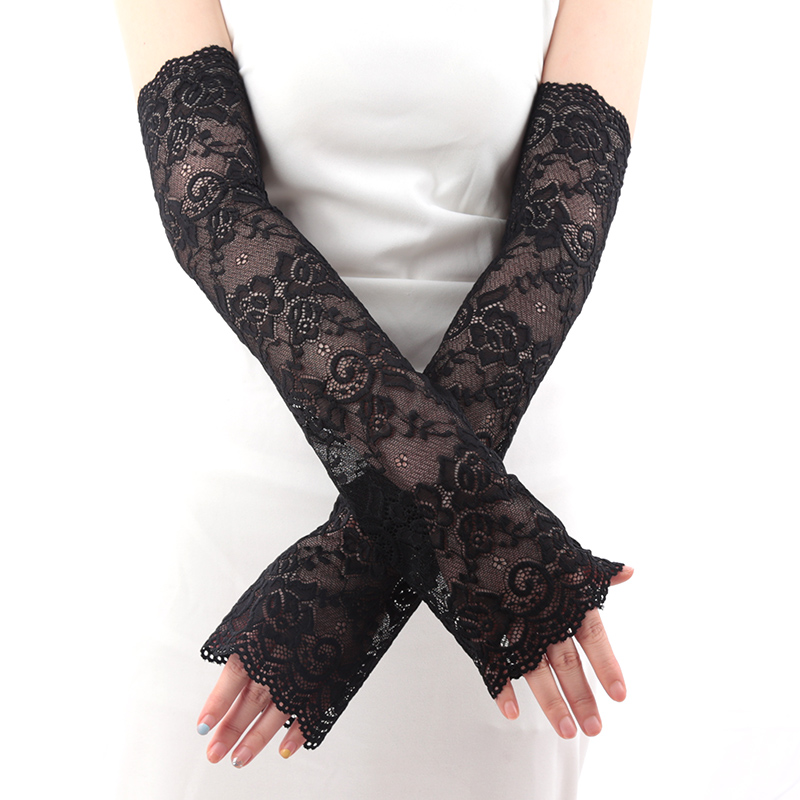 Women Long Lace Gloves Fishnet - Fingerless Glove Knit incelemesi ve fiyatı