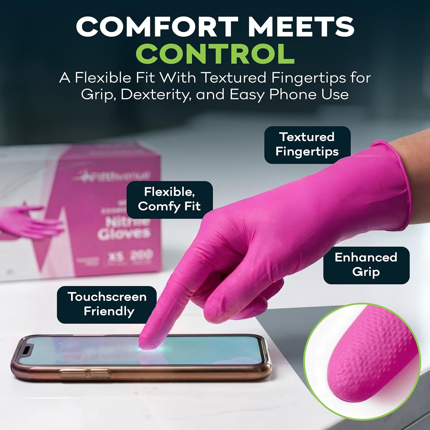 Fuchsia Hot Pink Nitrile Dispo - Exam Glove Nitrile incelemesi ve fiyatı