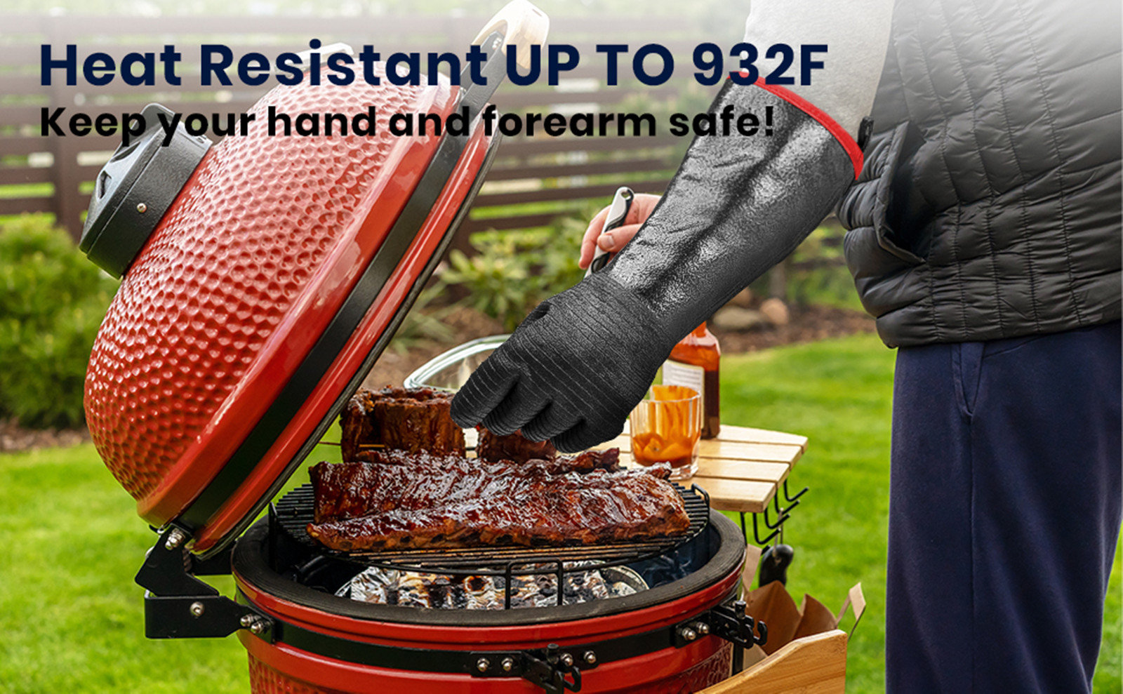 BBQ Gloves 18IN 932℉ Heat Resi - Rubber Glove Cleaning incelemesi ve fiyatı