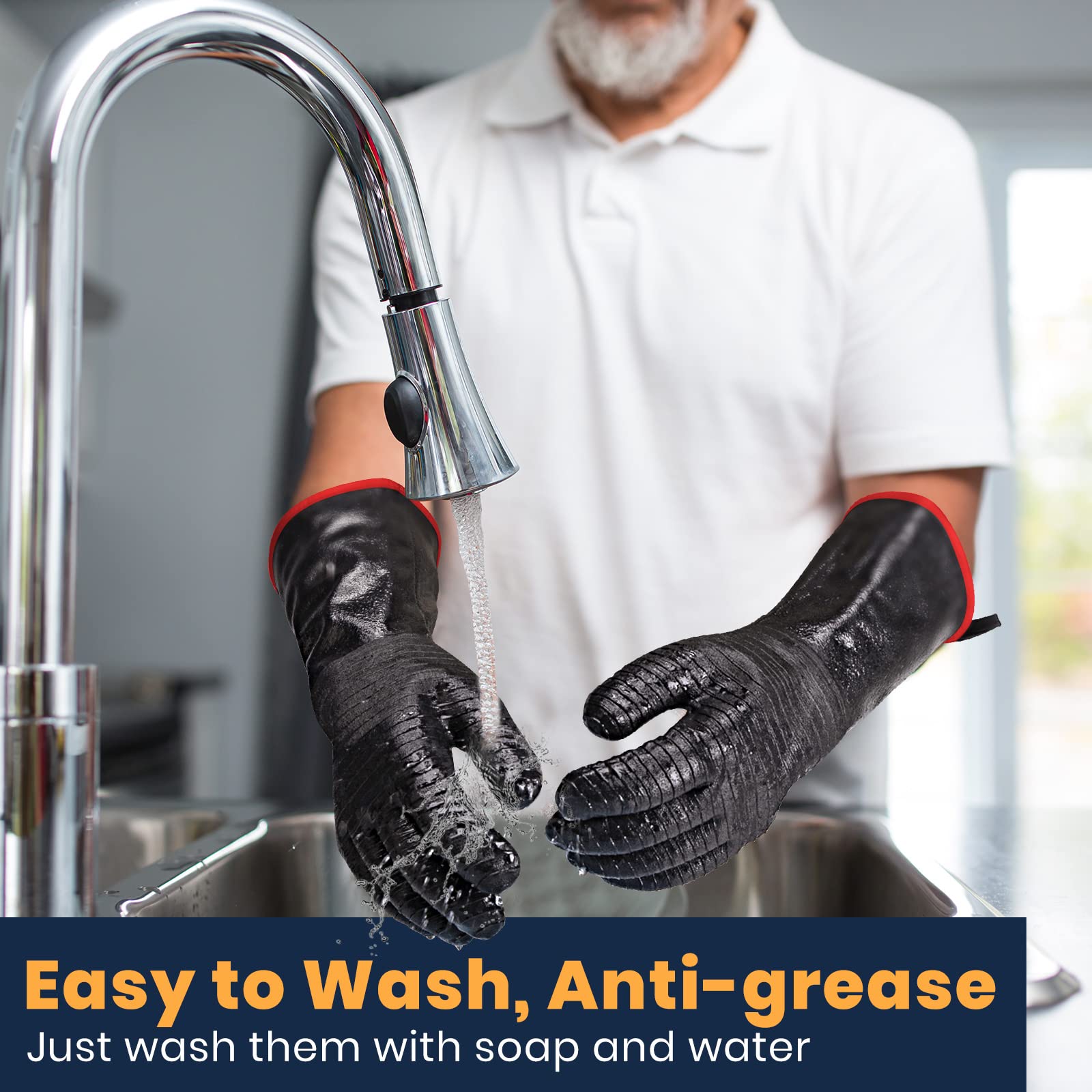 BBQ Gloves 18IN 932℉ Heat Resi - Rubber Glove Cleaning incelemesi ve fiyatı
