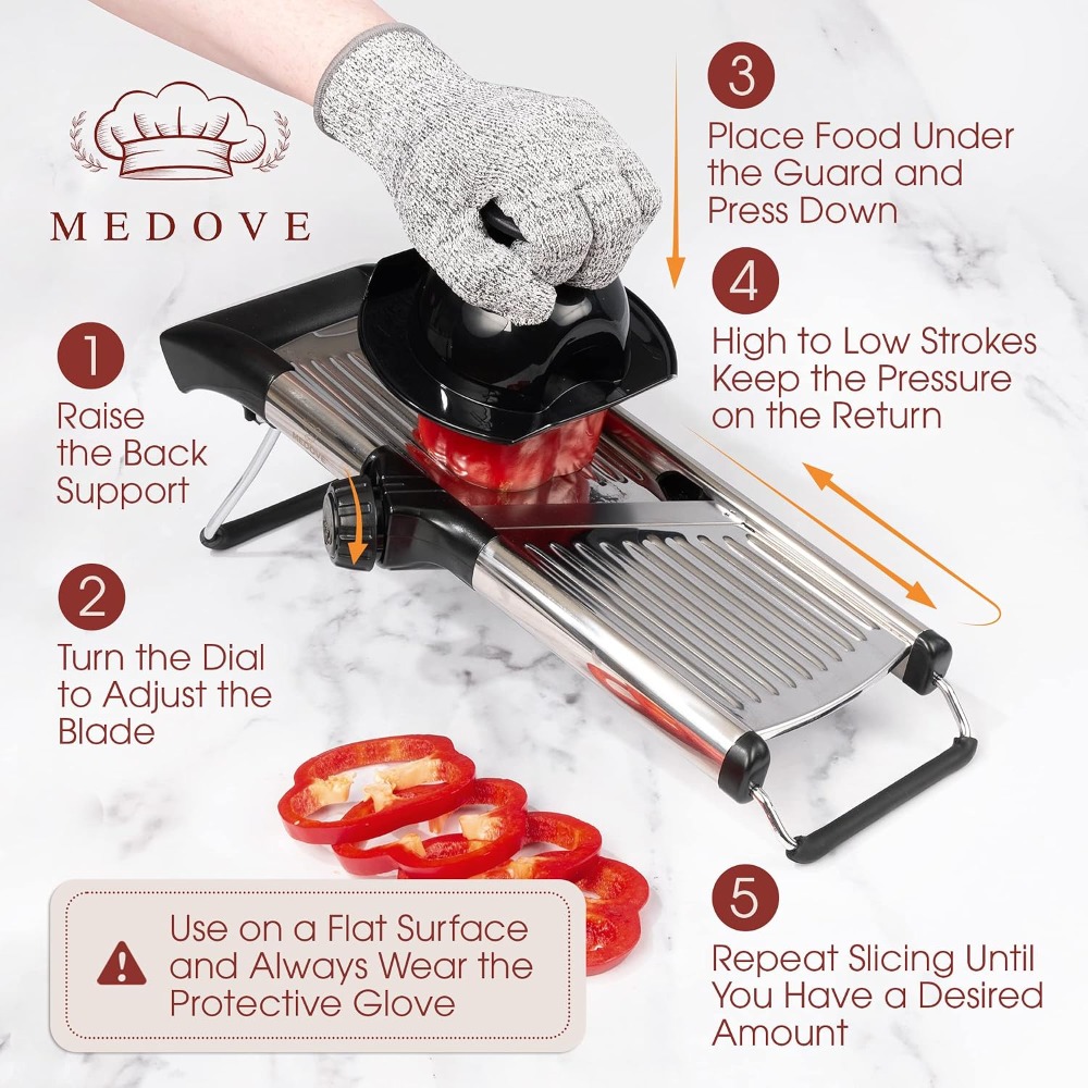 Stainless Steel Mandoline Slic - Cut Resistant Glove incelemesi ve fiyatı