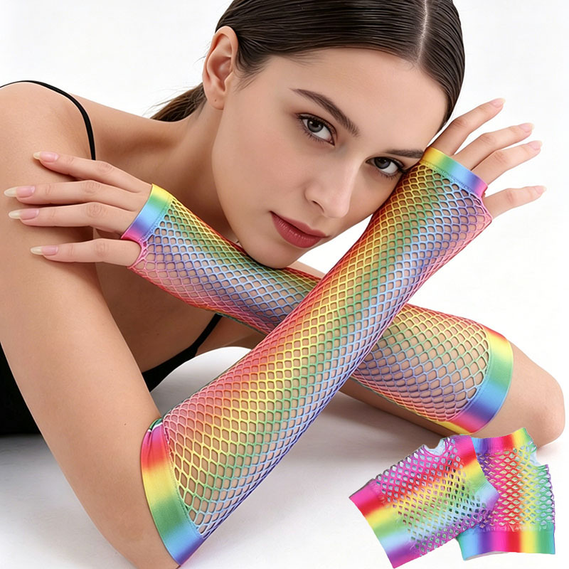 1 Pair Women Long Fishnet Net  - Fingerless Glove Knit incelemesi ve fiyatı